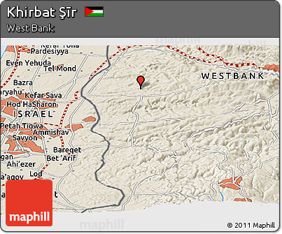 Shaded Relief Panoramic Map of Khirbat Şīr