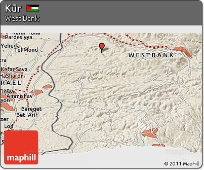 Shaded Relief Panoramic Map of Kūr