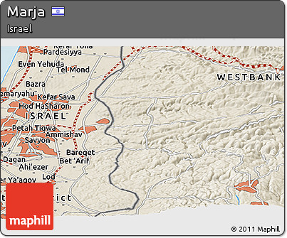 Shaded Relief Panoramic Map of Marja