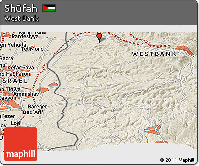 Shaded Relief Panoramic Map of Shūfah