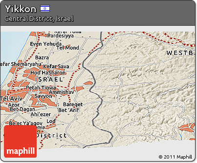 Shaded Relief Panoramic Map of Yikkon