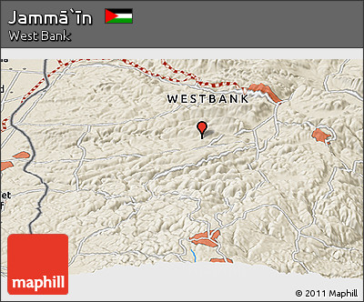 Shaded Relief Panoramic Map of Jammā`īn