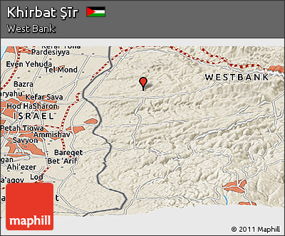 Shaded Relief Panoramic Map of Khirbat Şīr