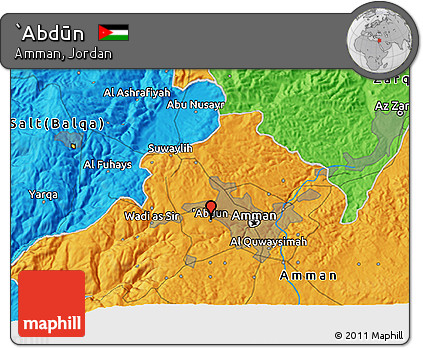 Political 3D Map of `Abdūn