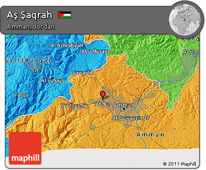 Political 3D Map of Aş Şaqrah