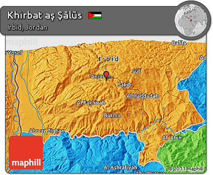 Political 3D Map of Khirbat Aş Şālūs