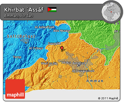 Political 3D Map of Khirbat `Assāf