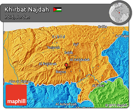 Political 3D Map of Khirbat Najdah