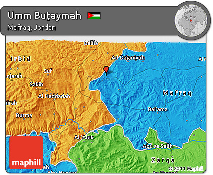 Political 3D Map of Umm Buţaymah