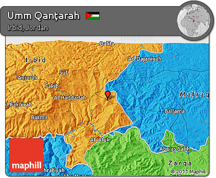 Political 3D Map of Umm Qanţarah