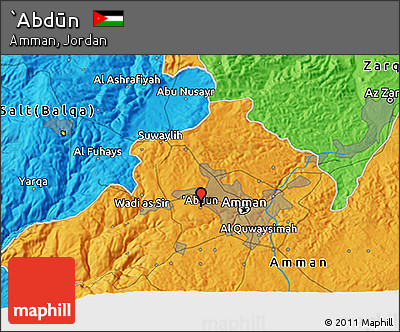 Political 3D Map of `Abdūn