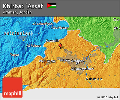 Political 3D Map of Khirbat `Assāf