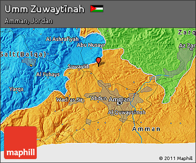 Political 3D Map of Umm Zuwaytīnah