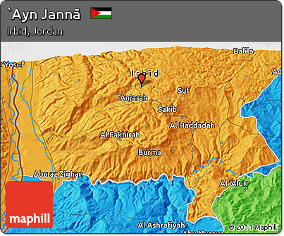 Political 3D Map of `Ayn Jannā