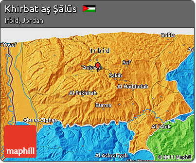 Political 3D Map of Khirbat Aş Şālūs