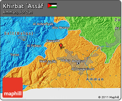 Political 3D Map of Khirbat `Assāf
