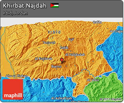 Political 3D Map of Khirbat Najdah