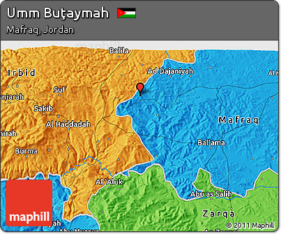 Political 3D Map of Umm Buţaymah