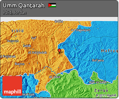 Political 3D Map of Umm Qanţarah