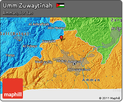 Political 3D Map of Umm Zuwaytīnah