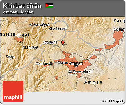 Satellite 3D Map of Khirbat Sīrān