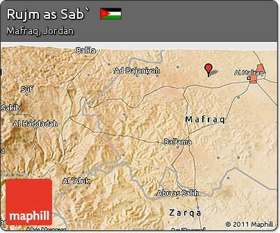 Satellite 3D Map of Rujm As Sab`