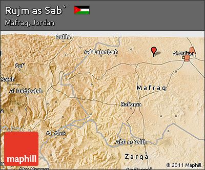 Satellite 3D Map of Rujm As Sab`