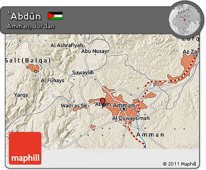 Shaded Relief 3D Map of `Abdūn