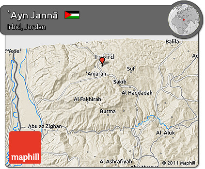 Shaded Relief 3D Map of `Ayn Jannā