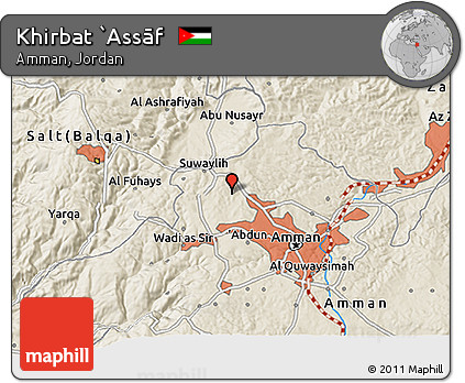 Shaded Relief 3D Map of Khirbat `Assāf