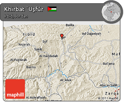 Shaded Relief 3D Map of Khirbat `Uşfūr