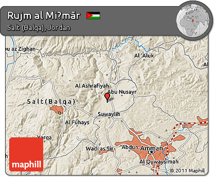Shaded Relief 3D Map of Rujm Al Miḑmār