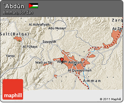 Shaded Relief 3D Map of `Abdūn