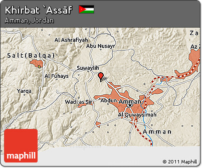 Shaded Relief 3D Map of Khirbat `Assāf