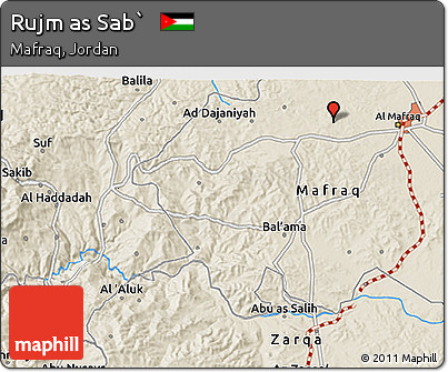 Shaded Relief 3D Map of Rujm As Sab`