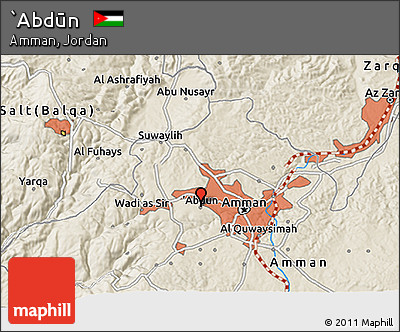 Shaded Relief 3D Map of `Abdūn