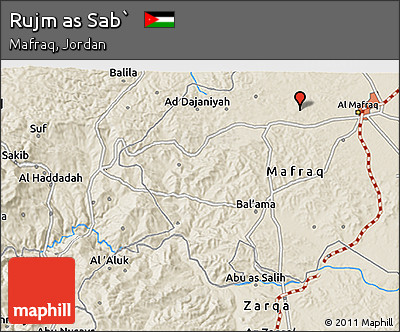 Shaded Relief 3D Map of Rujm As Sab`
