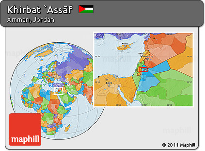 Political Location Map of Khirbat `Assāf