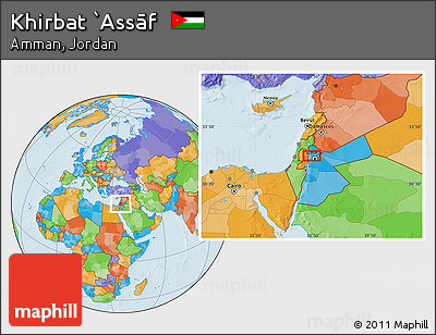 Political Location Map of Khirbat `Assāf