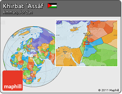 Political Location Map of Khirbat `Assāf