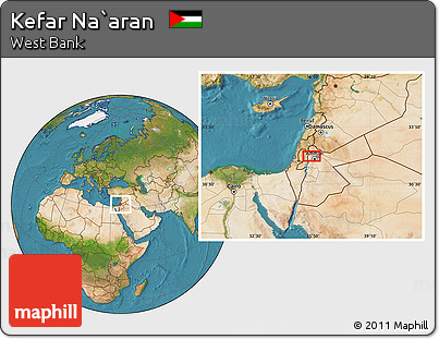 Satellite Location Map of Kefar Na`aran