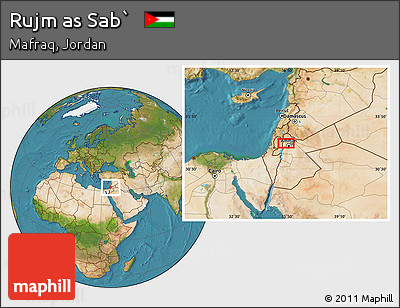Satellite Location Map of Rujm As Sab`