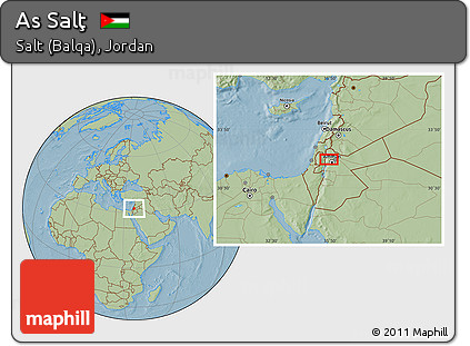 Savanna Style Location Map of As Salţ, hill shading