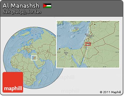 Savanna Style Location Map of Al Manashsh, hill shading
