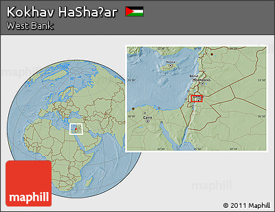 Savanna Style Location Map of Kokhav HaShaẖar, hill shading