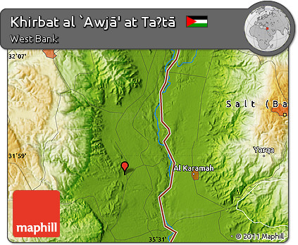 Physical Map of Khirbat Al `Awjā' At Taḩtā