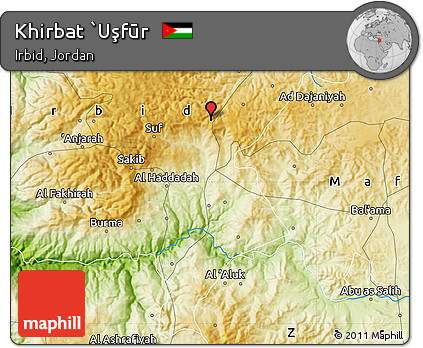 Physical Map of Khirbat `Uşfūr