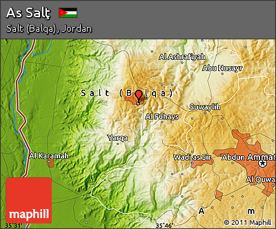 Physical Map of As Salţ