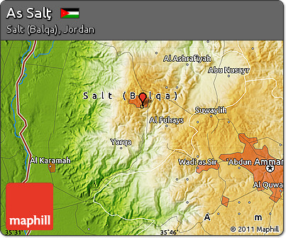 Physical Map of As Salţ