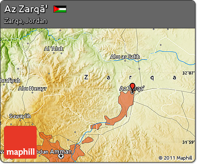 Physical Map of Az Zarqā'